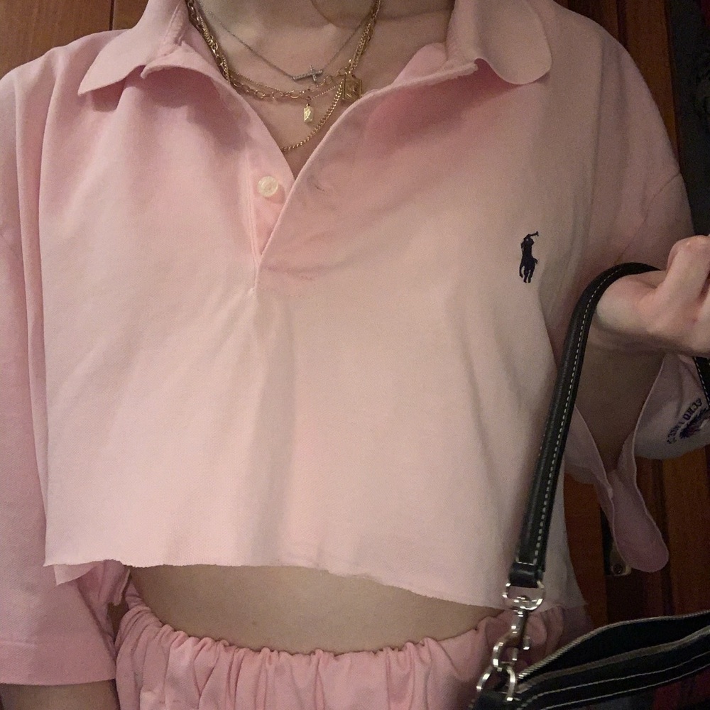 POLO pink collar top